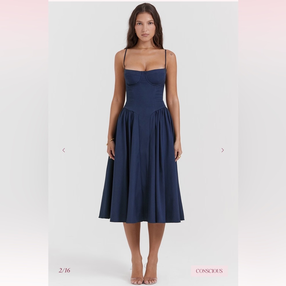 House of CB Blue French Navy Samaria Midi Dress
